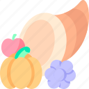 thanksgiving, cornucopia, vegetable, leaf, turkey, food, fruit, autumn