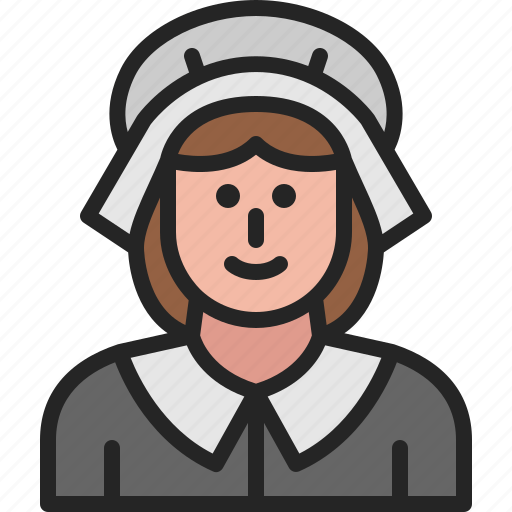 Pilgrim, woman, avatar, female, colonial, person, girl icon - Download on Iconfinder