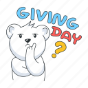 bear thinking, bear confused, giving day, thanksgiving day, thanksgiving bear 