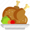 turkey, meal, roast, chicken, leg, meat, food, dish, cook