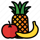 fruits, apples, pineapple, bananas, organic, food