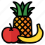 fruits, apples, pineapple, bananas, organic, food 