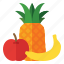 fruits, apples, pineapple, bananas, organic, food 