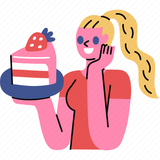 Cake, strawberry, cafe, girl, woman icon - Download on Iconfinder