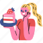 cake, strawberry, cafe, girl, woman 