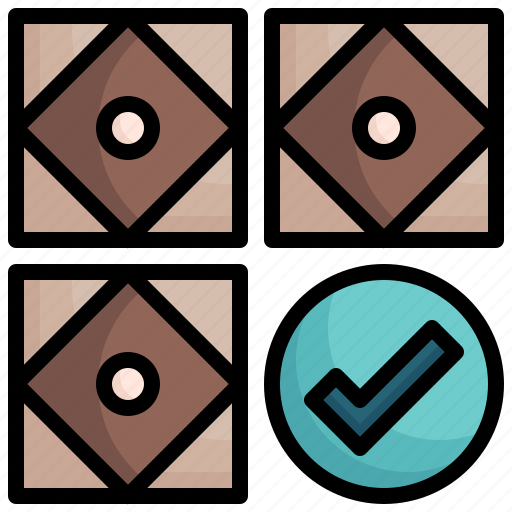 Completed, floor, tile, installation, tick, mark icon - Download on Iconfinder