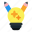 bulb, idea, creative, lamp, pen, stationary 