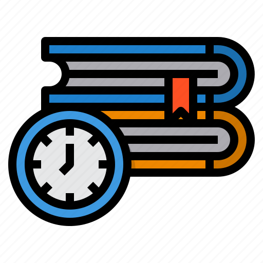 Reading, books, time, education, clock icon - Download on Iconfinder