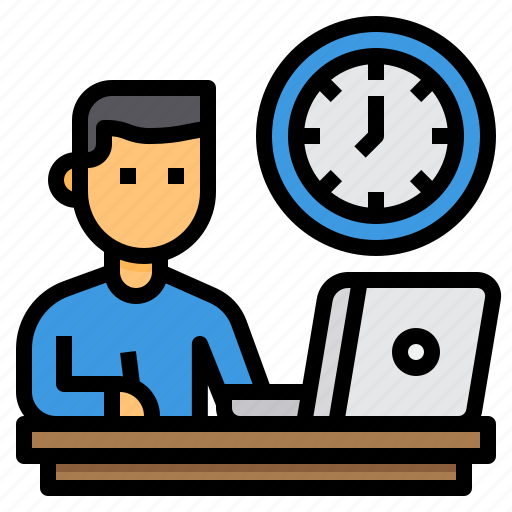 Man, management, home, working, time, work, office icon - Download on Iconfinder