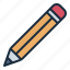 pencil, draw, write, tool, stationary, edit, education 