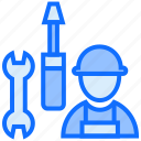 construction, worker, wrench, screw, foreman