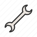 construction, equipment, hand, metal, object, work, wrench