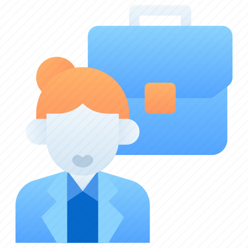 Business woman, portfolio, briefcase, employee, female, leadership, business icon - Download on Iconfinder