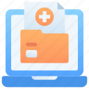 medical folder, laptop, record, patient, file, telemedical, telemedicine, online doctor, data report