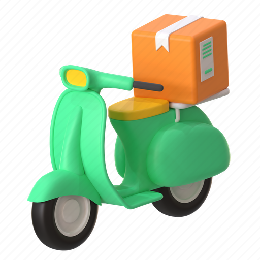 Scooter, order, courier, motorcycle, food delivery, delivery, shipping 3D illustration - Download on Iconfinder