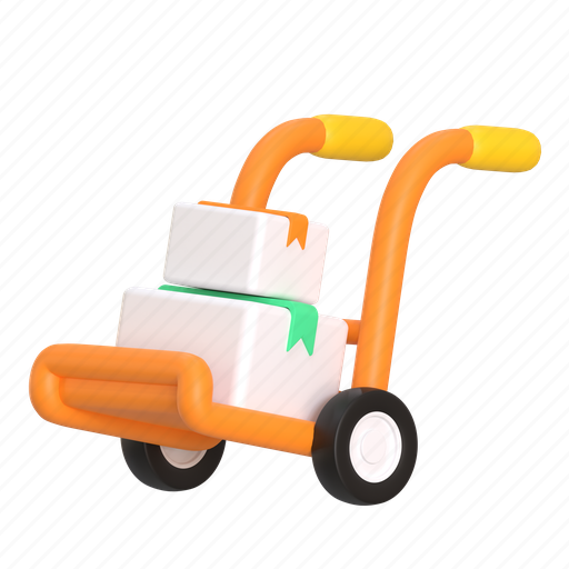 Trolley, cart, warehouse, storehouse, product, shopping, e-commerce 3D illustration - Download on Iconfinder