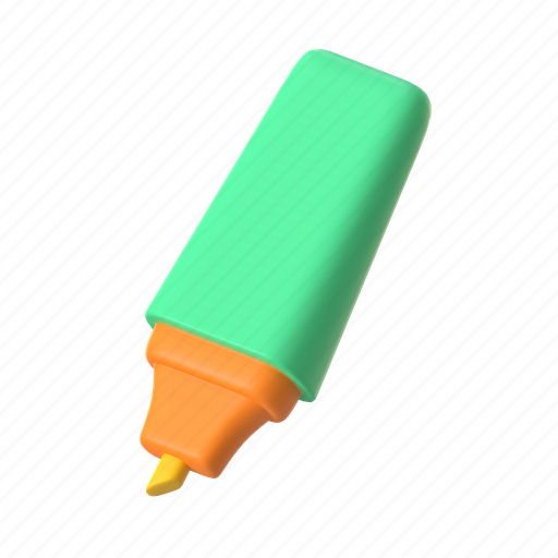 Highlighter, marker, pen, highlight, underline, stationery, office 3D illustration - Download on Iconfinder
