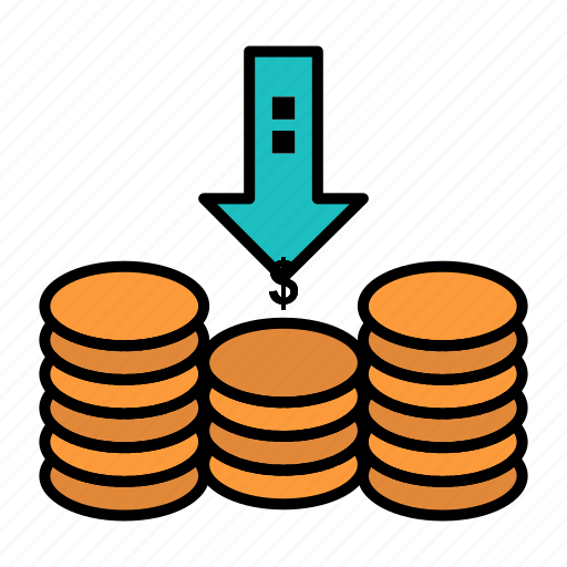 Arrow, cash, coins, down, money icon - Download on Iconfinder