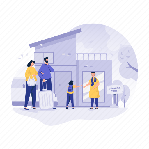 Family, house, grandmother, village, hometown, holiday, vacation illustration - Download on Iconfinder