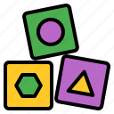 cubes, block, toy, circle, triangle, hexagon, child