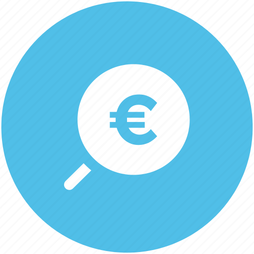 Euro search, glass, magnifier, magnifying glass, zoom icon - Download on Iconfinder