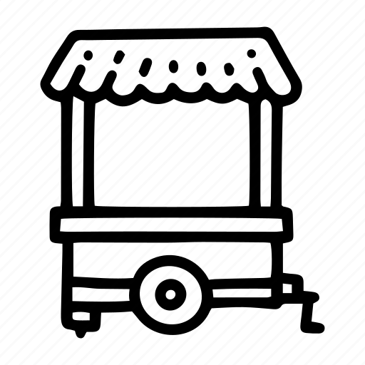 Trade, cart, line, doodle, kiosk, stand, shop icon - Download on Iconfinder