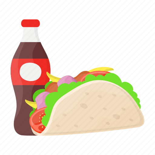 Taco, crispy, soft drink, soda, bottle, wrap icon - Download on Iconfinder