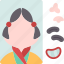 fuku, warai, face, traditional, japanese 