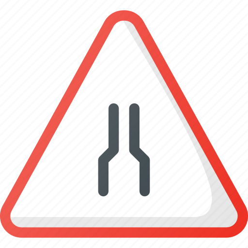 Atention, narrows, road, sign, traffic icon - Download on Iconfinder
