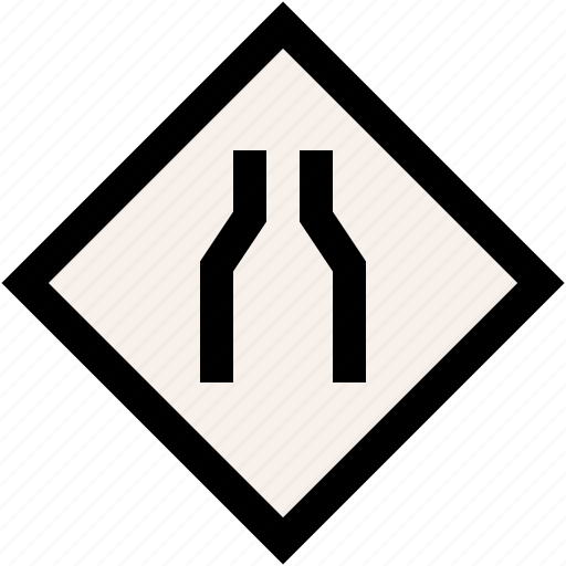 Narrow, road, traffic, sign, lanes, signaling icon - Download on Iconfinder