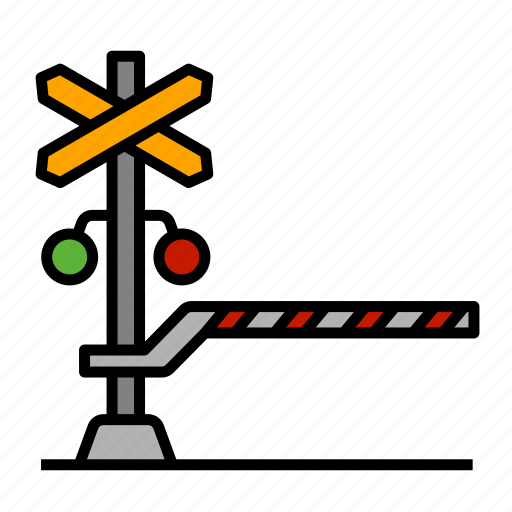Train, railroad crossing, stop signal, road sign, railway, level crossing, barrier icon - Download on Iconfinder