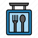 restaurant, food, food delivery, railway station, sign, lunch, food court, spoon, meal