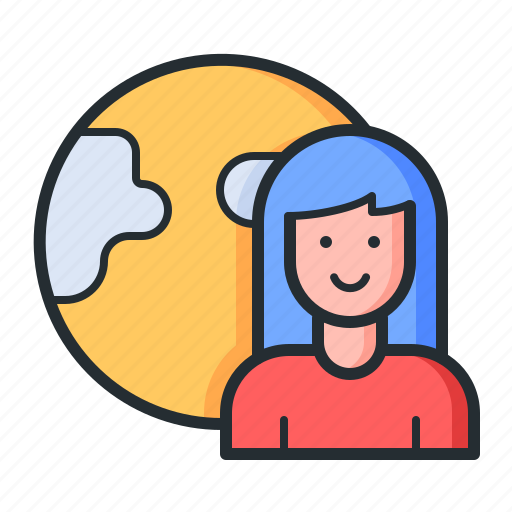 Planet, girl, communication, international conference icon - Download on Iconfinder