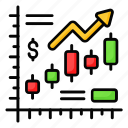 market, growth, investment, gain, candlestick, chart, trading
