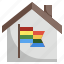 house, rainbow, flag, checkmark, protection, security 