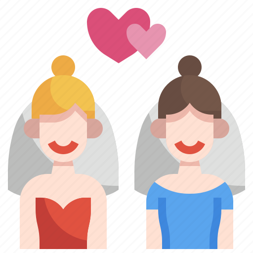 Wedding, lesbians, newlyweds, love, romance, lesbian icon - Download on Iconfinder