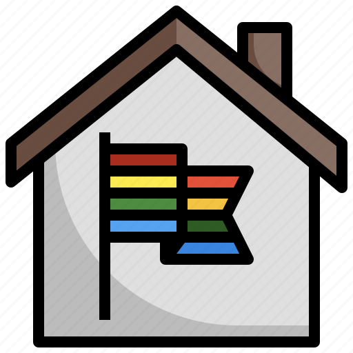 House, rainbow, flag, checkmark, protection, security icon - Download on Iconfinder