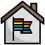 house, rainbow, flag, checkmark, protection, security 
