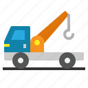 crane, service, tow, truck, vehicle