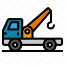crane, service, tow, truck, vehicle