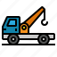 crane, service, tow, truck, vehicle 