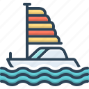 boat, marine, passenger, sailboat, ship, silhouette, wave