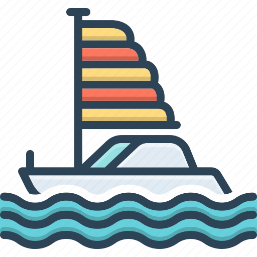 Boat, marine, passenger, sailboat, ship, silhouette, wave icon - Download on Iconfinder
