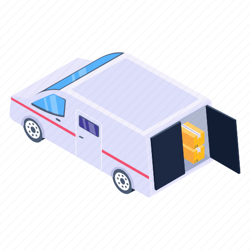 Delivery van, cargo van, transport, van loading, vehicle icon - Download on Iconfinder