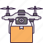 drone, delivery, box, shipping, electronics, fly, transport, package 