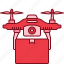 drone, delivery, box, shipping, electronics, fly, transport, package 