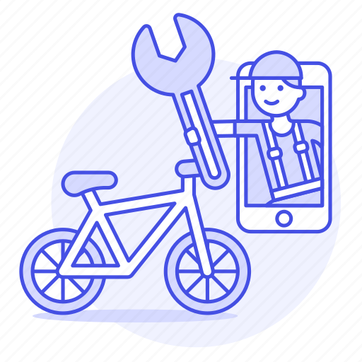 App, bicycle, bike, land, male, mechanic, phone icon - Download on Iconfinder