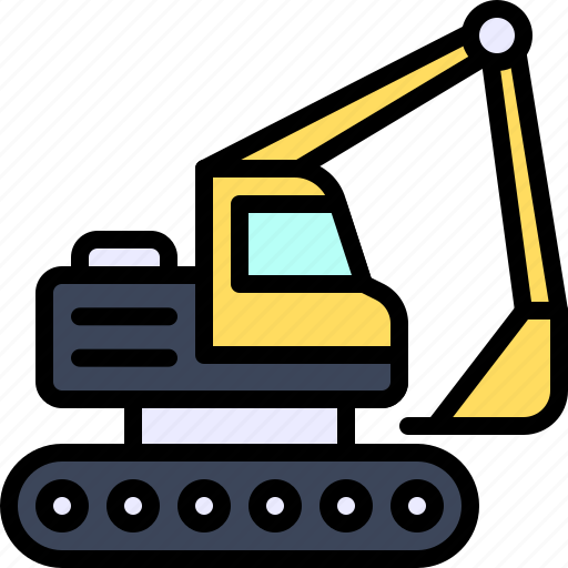 Transport, vehicle, back hoe, construction, heavy machine icon - Download on Iconfinder
