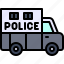 transport, vehicle, police, prison, prisoner, truck, car 