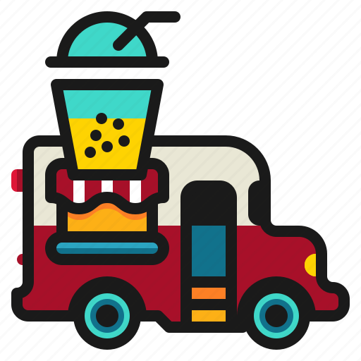 Beverage, bubble, delivery, food, shop, tea, truck icon - Download on Iconfinder